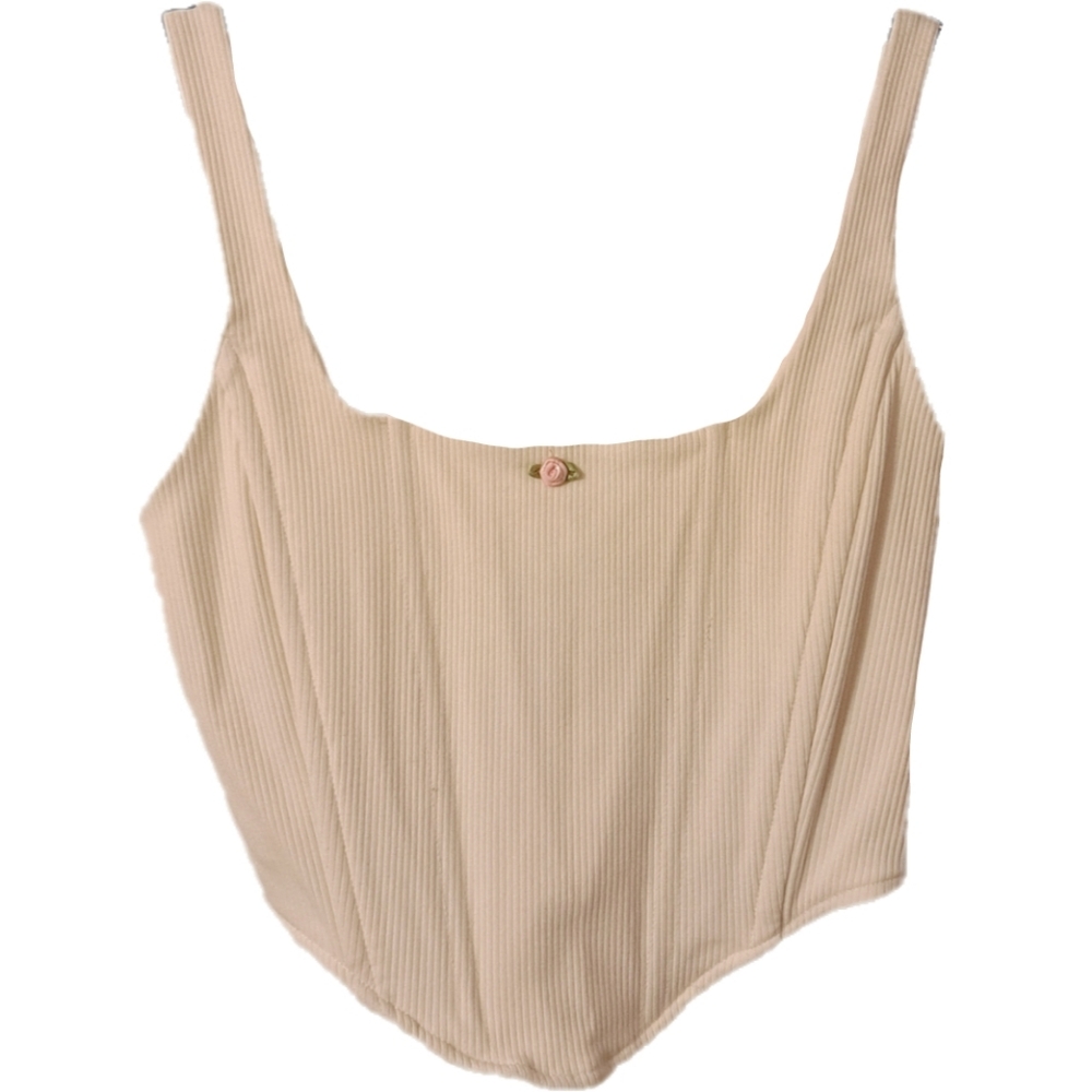 NWT Forever 21 Size L Vanilla Knit Bustier Coquett Ribbed Tank Top